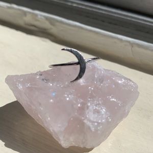 Silver moon ring